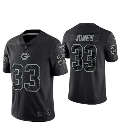 Men's Green Bay Packers #33 Aaron Jones Black Reflective Limited Stitched Football Jersey,We sell and wholesale Men's Green Bay Packers #33 Aaron Jones Black Reflective Limited Stitched Football Jersey on line form chian!